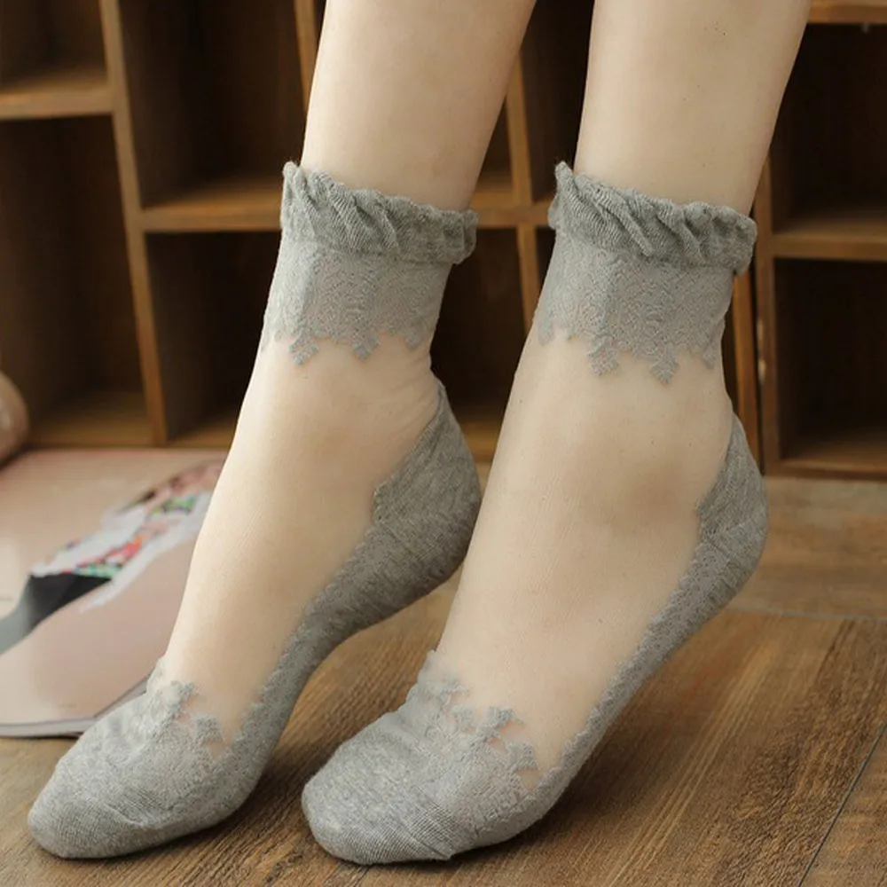 BONJEAN Women's Lace Socks 2020 Summer Fashion Sexy Transparent Loose Thin Non-slip Ultra-thin Female BJ2080 | Женская одежда