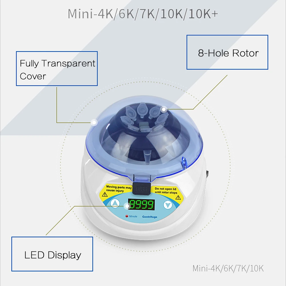MINI 10K + 3000 ~ 10000 об/мин регулируемая Мини лабораторная Центрифуга машина для 2/1.5/0.5/0.2