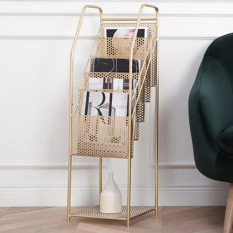 

Elegant Metal bookcase shelf Bookshelf Landing Living Room Corner Multi-layer Bookshelf Simple Bookshelf And Magazine Rack