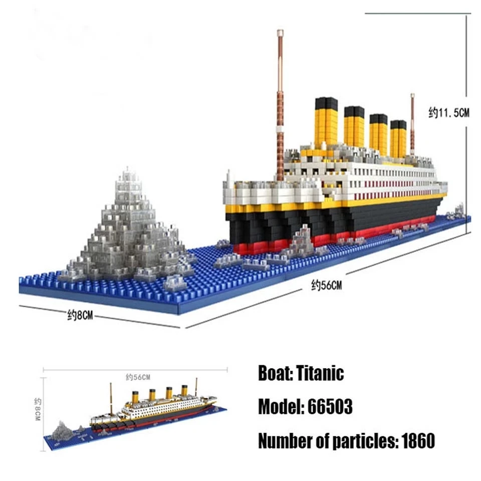 

City Boat Series 1860 PCS Titanic Cruise Ship Model Boat DIY Diamond Lepining Building Blocks Bricks Kit Toys For Childrens Gift