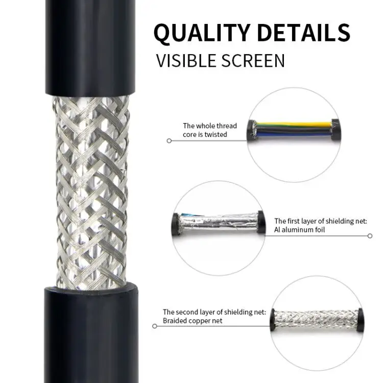 

5 Meters 26AWG 24AWG 22AWG RVVP Shielded Cable 2/3/4/5/6/7/8 Cores Pure Copper Control Line UL2547 Signal Wire