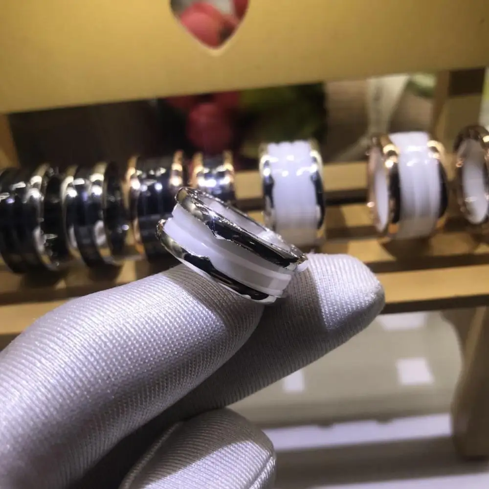 

BVL original ceramic ring; charm and fashion ring; clear lettering; classic micro-label;