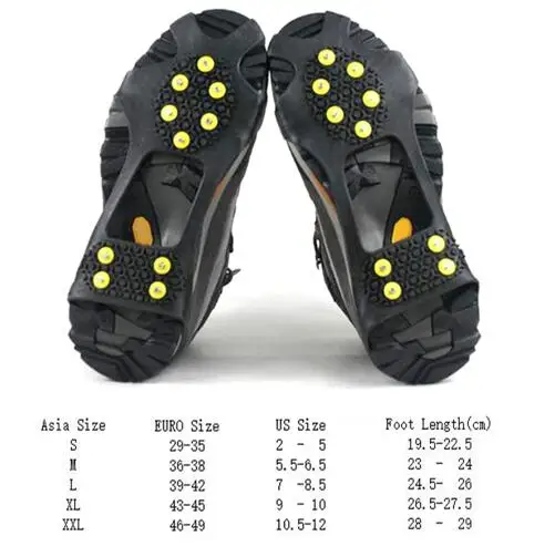 

10 Stud Universal Ice Non Slip Snow Shoe Spikes Grips Cleats Crampons Winter Climbing Safety Tool Anti Slip Shoes Cover