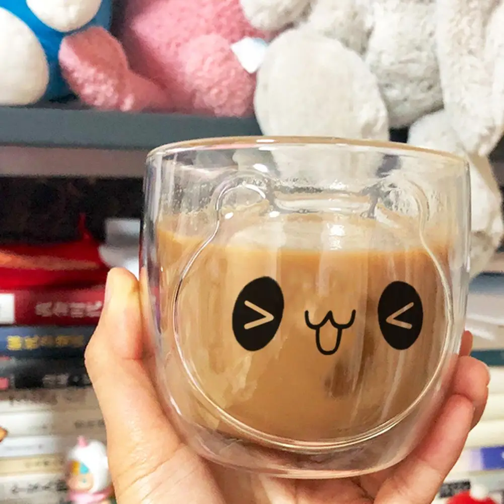 Изолированная двухслойная стеклянная кружка термостойкая кофейная чашка