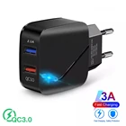 Зарядное устройство USB со светодиодной подсветкой, быстрая зарядка 3,0, 2 порта, QC4.0, быстрая зарядка для iPhone, Samsung, Xiaomi, Huawei, адаптер для смартфона, планшета