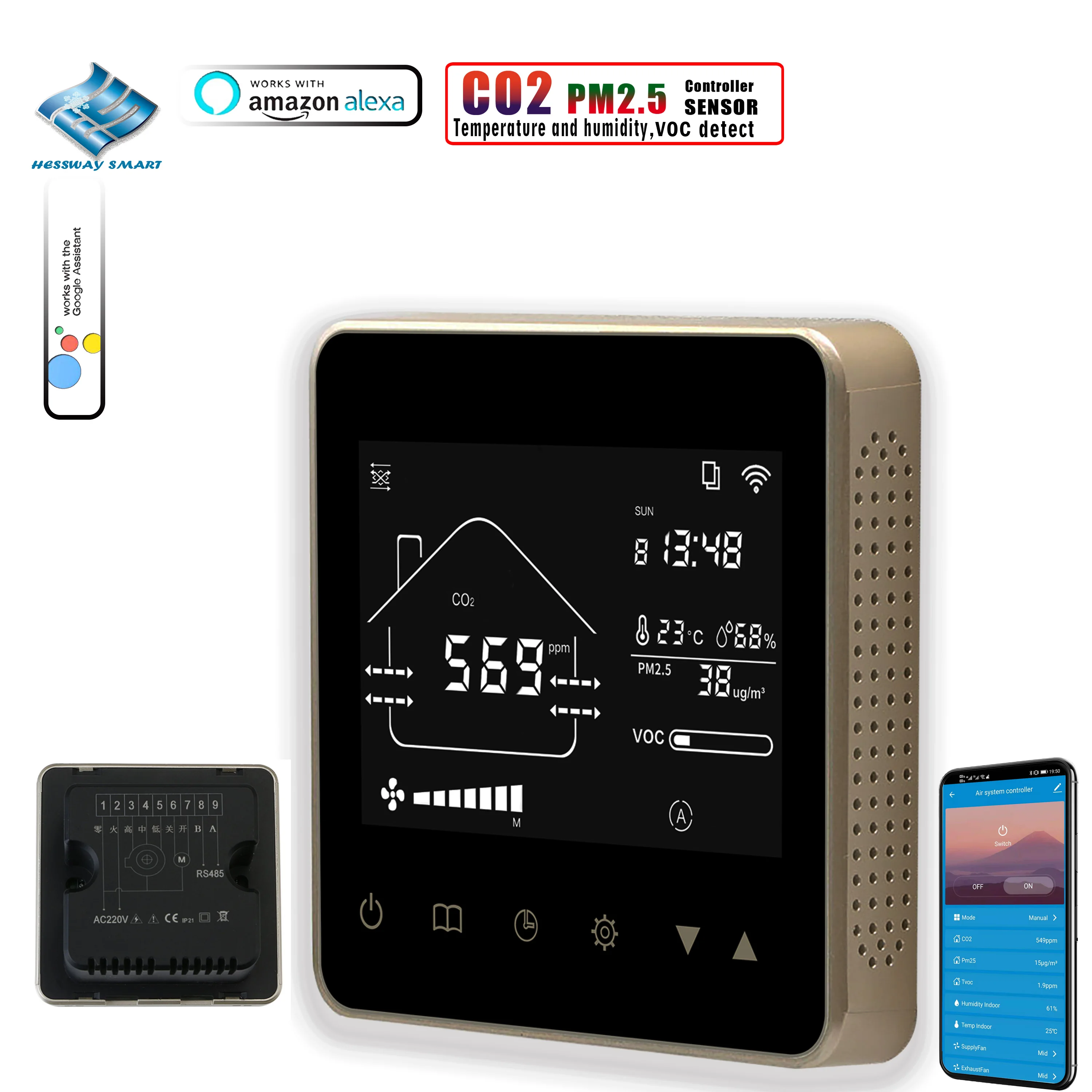 Умный CO2 PM2.5 лазерный датчик Wi-Fi TUYA с контролем качества воздуха для контроля