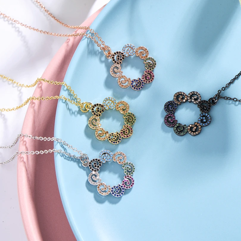 Pipitree популярное ожерелье с кулоном из кубического циркония и цветком