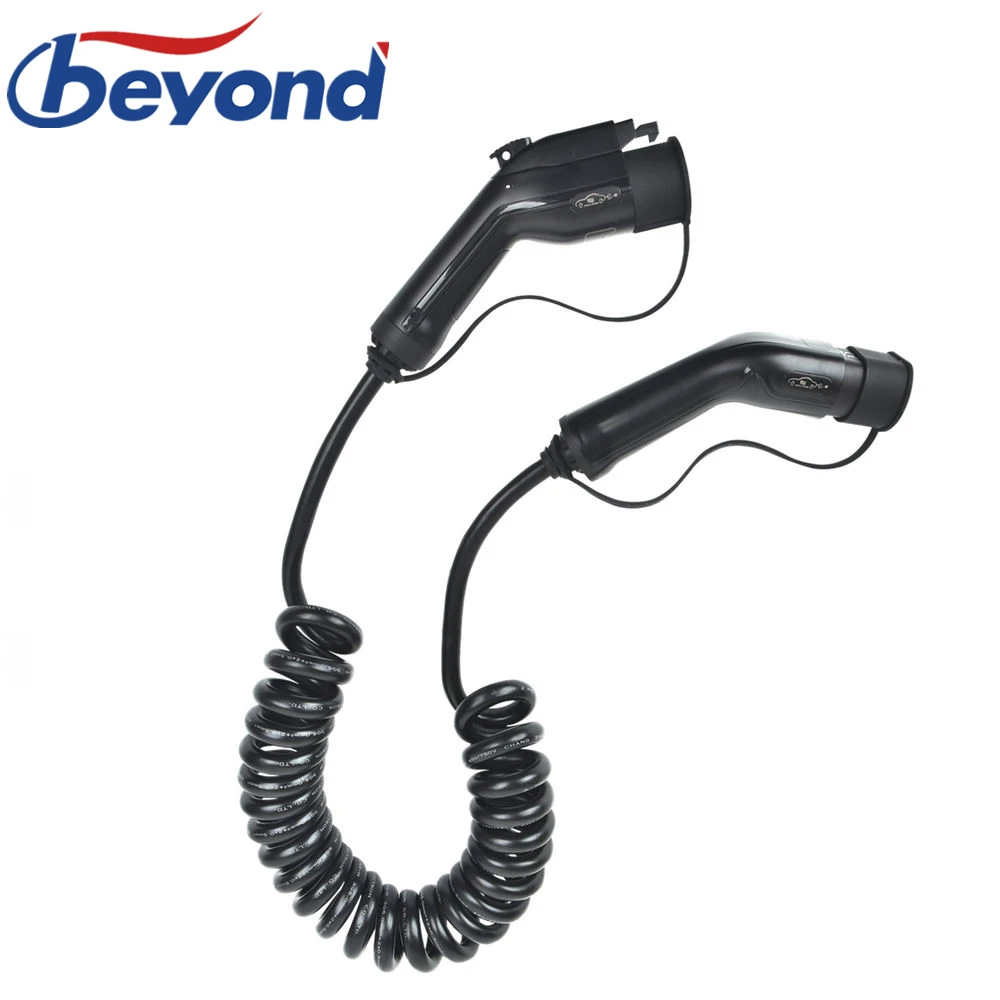 5M 32A Coiled Cable MIDA EV тип питания 1-Тип 2 EV шнур зарядного устройства 5 метров 32A J1772 штекер к IEC62196 EV зарядный кабель - Цвет: 5M 32A Coiled Cable