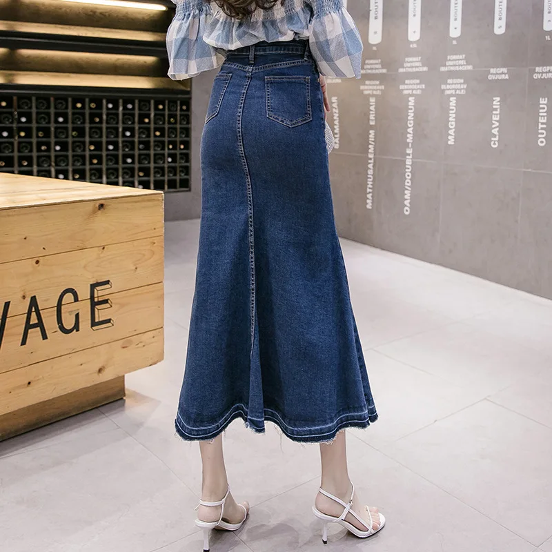 

Denim Skirt Women High Waist Elastic Fishtail Mermaid Jeans 2021 Summer New Korean Style Fashion Quality Ladies Outwear Clothes