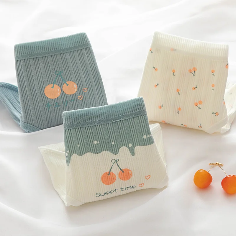 

Cotton Panties Women Briefs Panties Underwear Female Underpants Lingerie Ladies Pantys M-XL Cherry Mid Waist Pantys