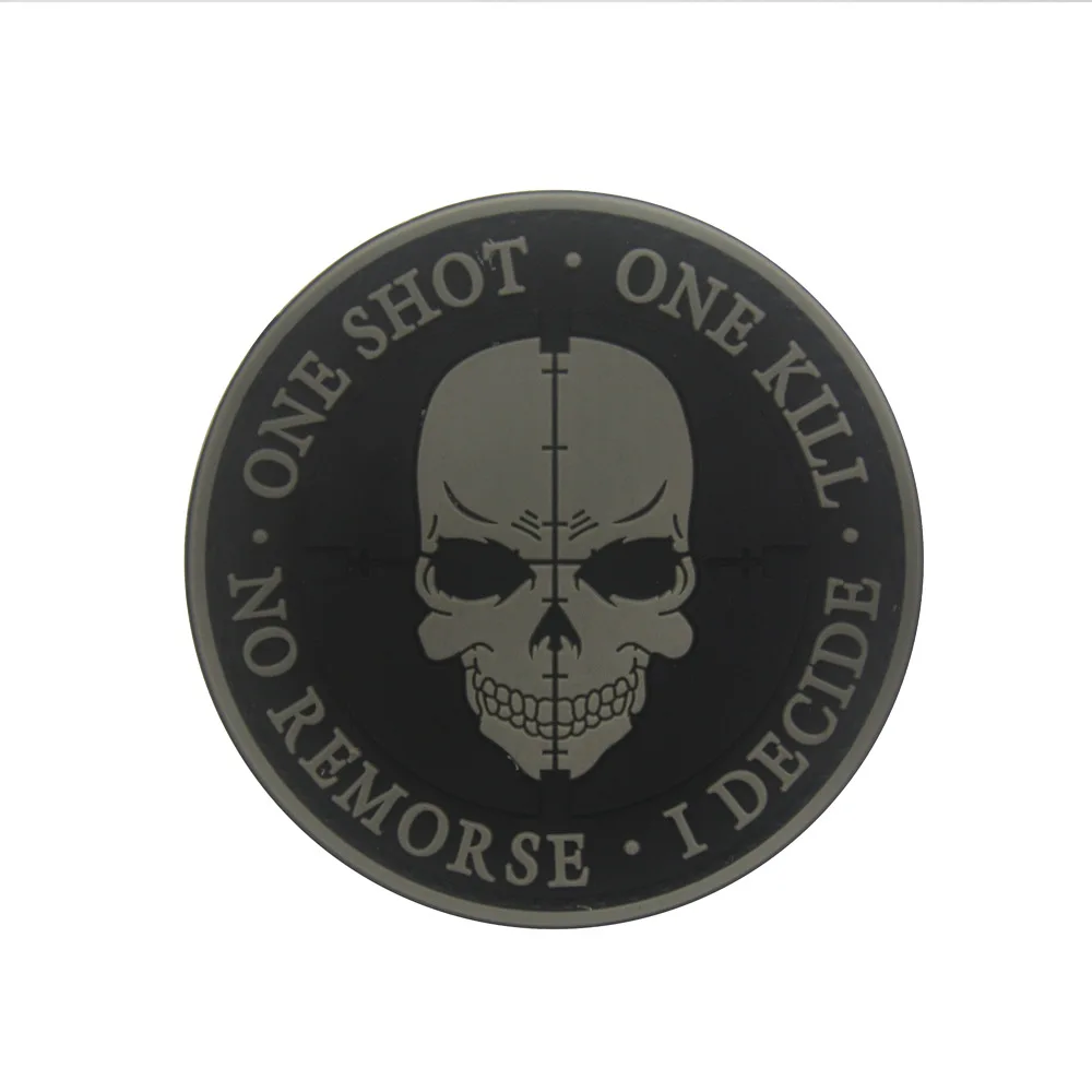 One shot gray 8 cm Униформа таб тактическая куртка Снайпер патчи военный крюк боевой дух армии тактический патч значок украинский Снайпер - Цвет: One shot gray 8 cm