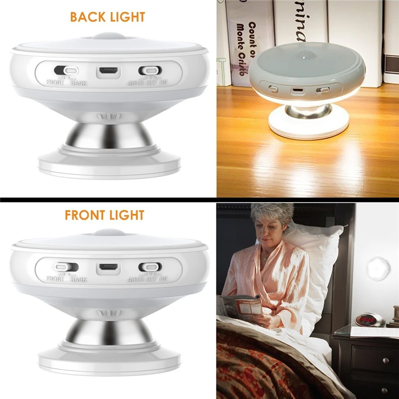 

360degree rechargeable rotating LED night light bedroom decoration light study room stairs living room kitchen bathroom lighting