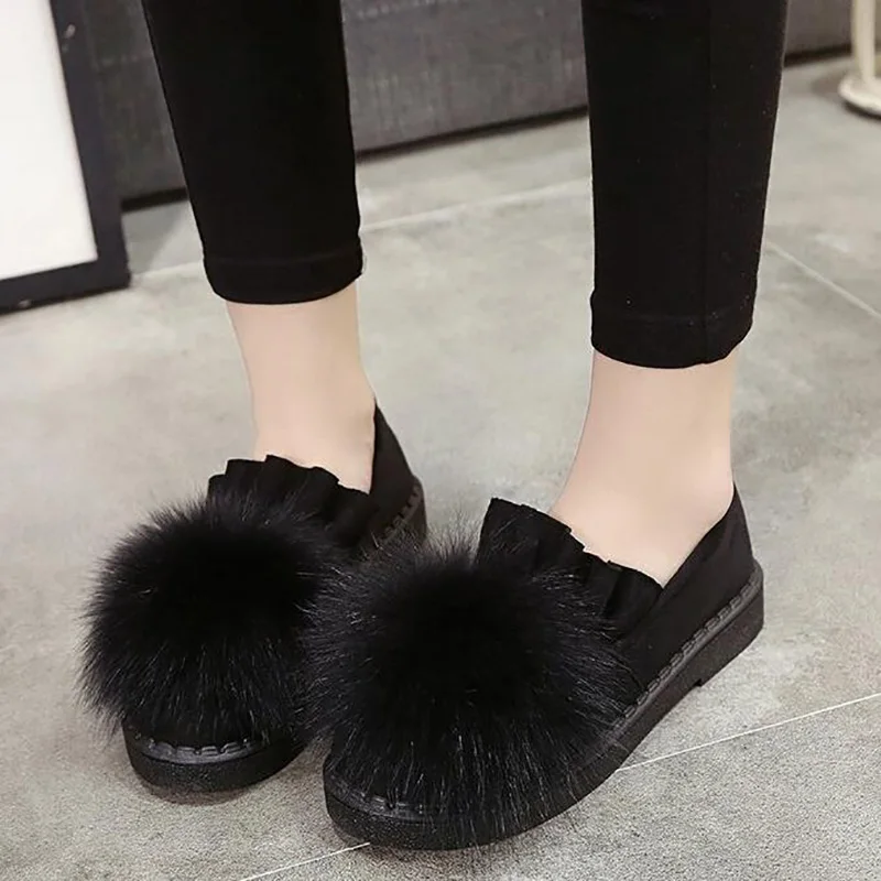 Женская Теплая обувь на толстой подошве Сезон осень зима Модная женская из флока