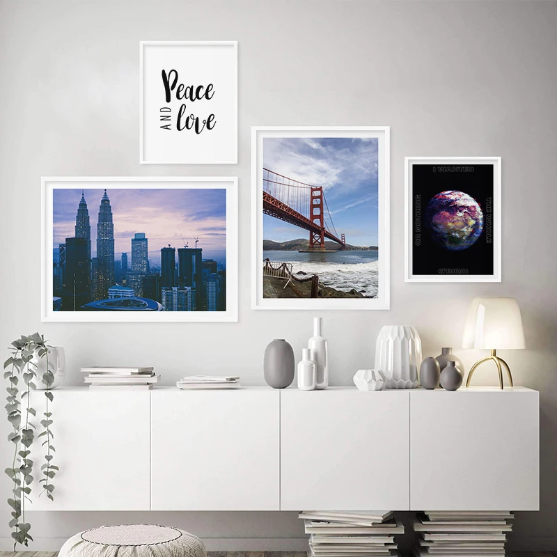 Современная серия настенной живописи земля город Сан-Франциско байдж Skyscape