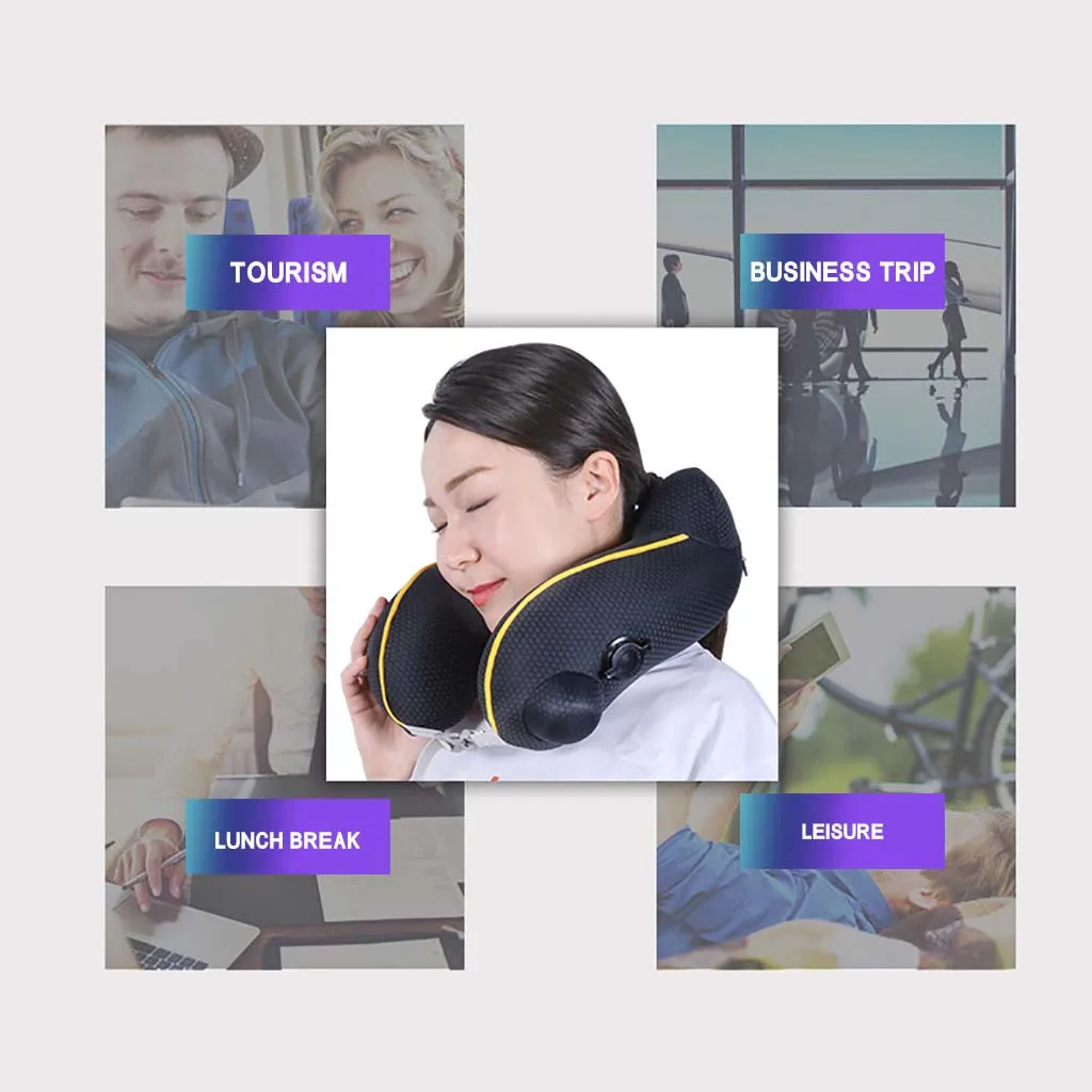 Inflatable U Shape Neck Cushion Travel Pillow Air Cushion Self-inflating Button Travel Neck Pillow Inflatable Airplane Pillow
