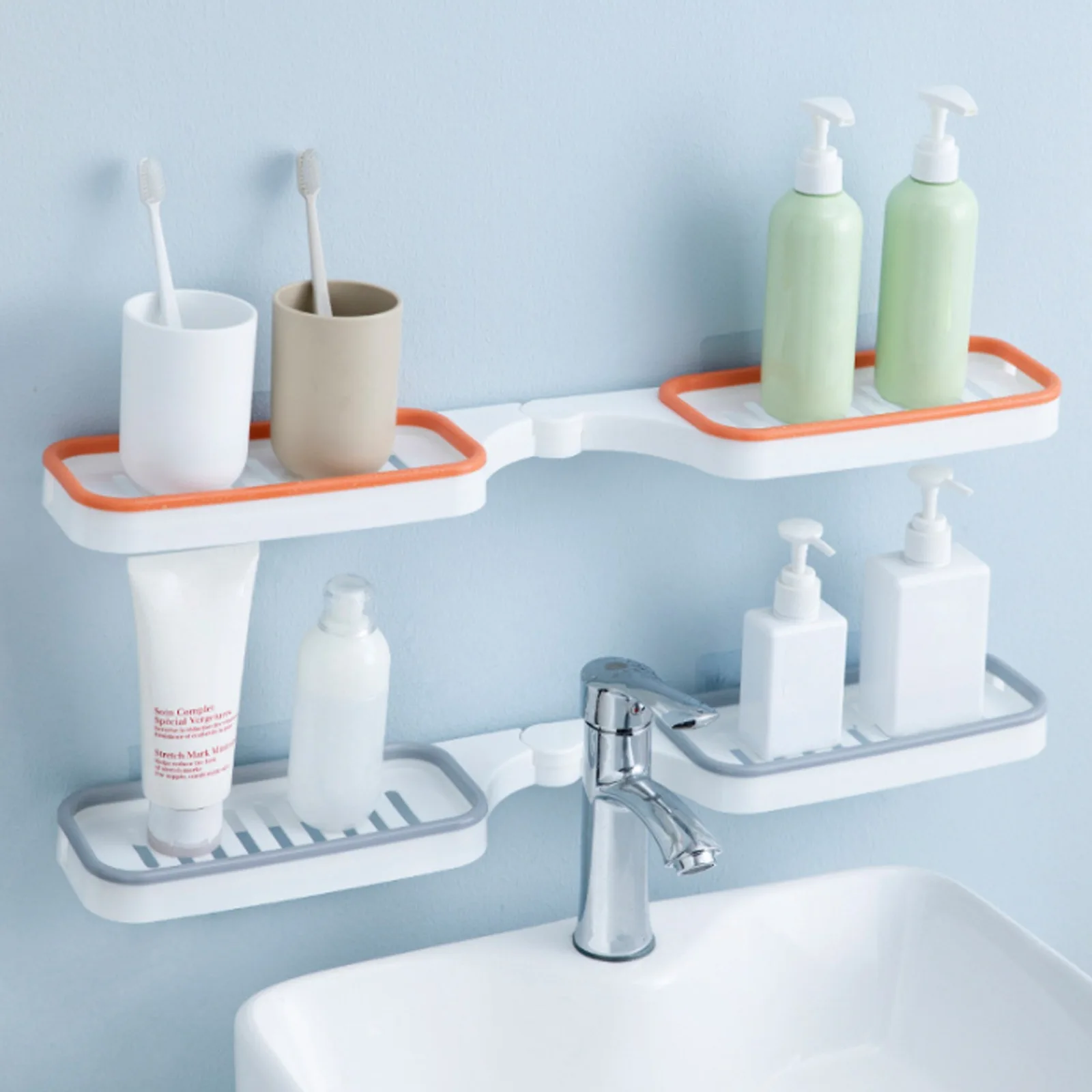 

Rotatable Soap Dishes Corner Space Rotatable Punch-Free Storage Rack Hollow Accs Wall Mounted Bathroom