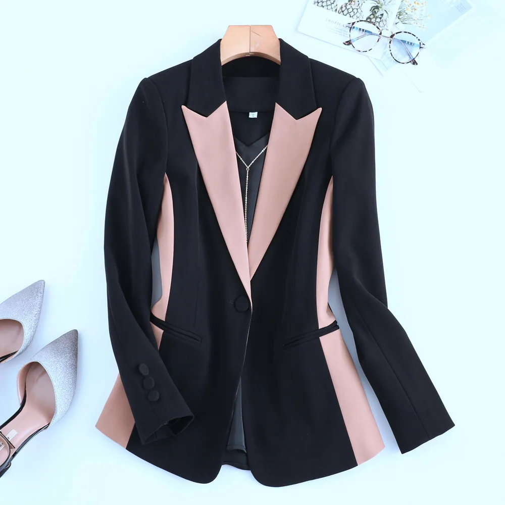 Женский брючный костюм новый осенний модный с длинным рукавом Лоскутная куртка