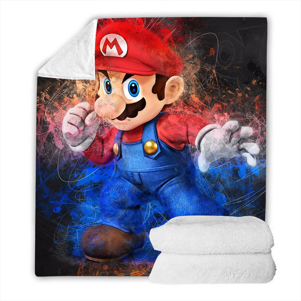 Manta de franela de Super Mary, manta doble con estampado de personaje de juego de Mario Brothers, funda para sof&aacute;, regalos de cumplea&ntilde;os-2