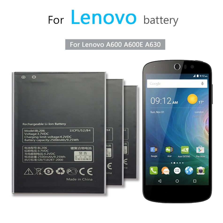 BL206 для Lenovo A600 A600E A630 A630E сменная батарея смартфона 2500 мАч A630E|Аккумуляторы