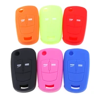 1pc pink 2 buttons silicone flip folding car key cover for vectra signumvauxhall opel corsa astra