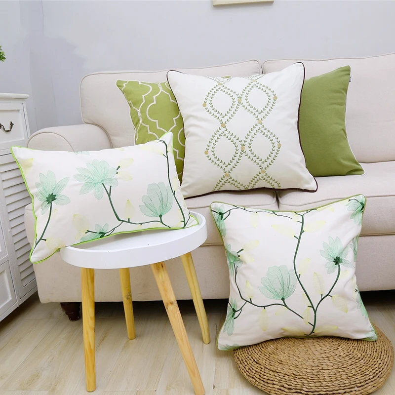 

Зеленая пасторальная наволочка для подушки, зеленая, белая, искусственная наволочка для спинки