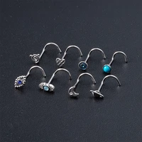 1pc copper nose ring studs stainless steel nostril nose piercing set rings gold color nariz stud for women body jewelry 20g