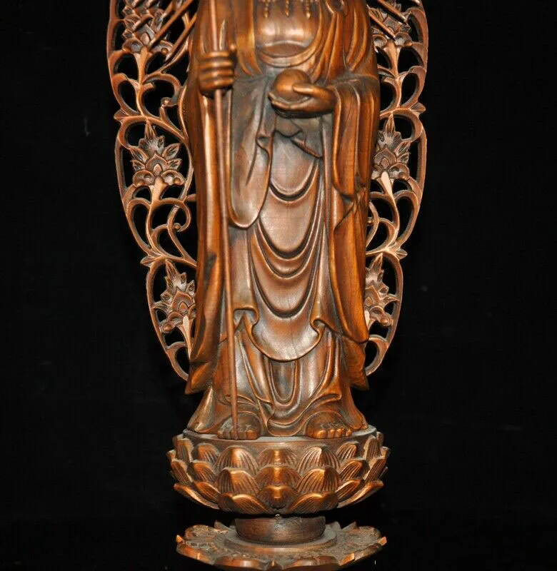 Свадебное украшение Тибетский буддизм Boxwood Jizo Ksitigarbha Bodhisattva Тан статуя монаха