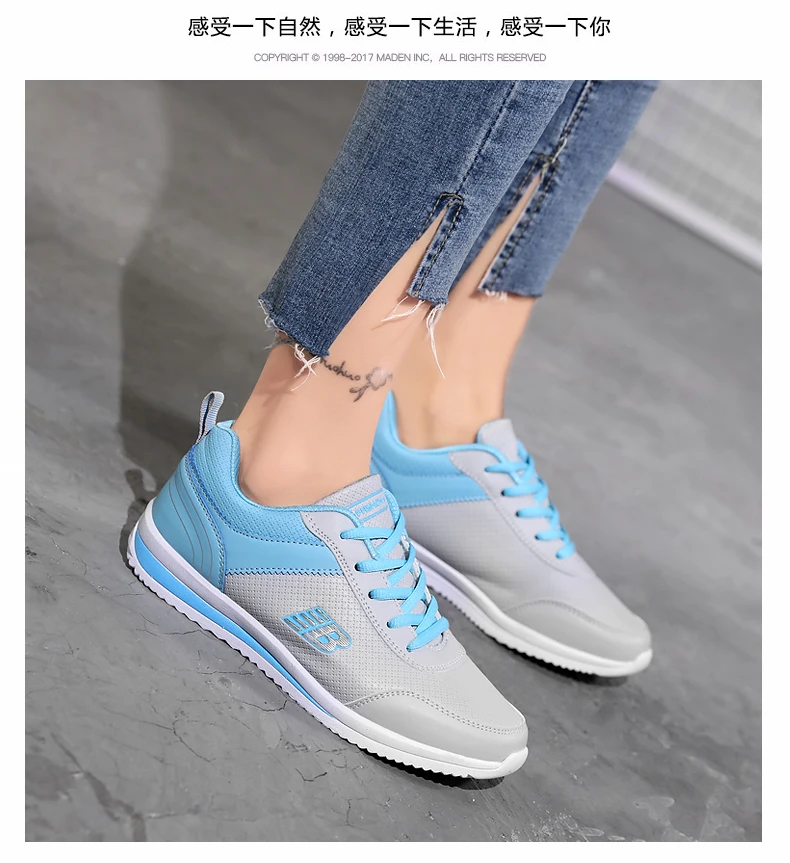 Size 35-41 New Fashion Tennis Shoes for Women Ultra-light Leather Blue Sneakers Gym Sport Shoes Tenis Feminino Basket Femme