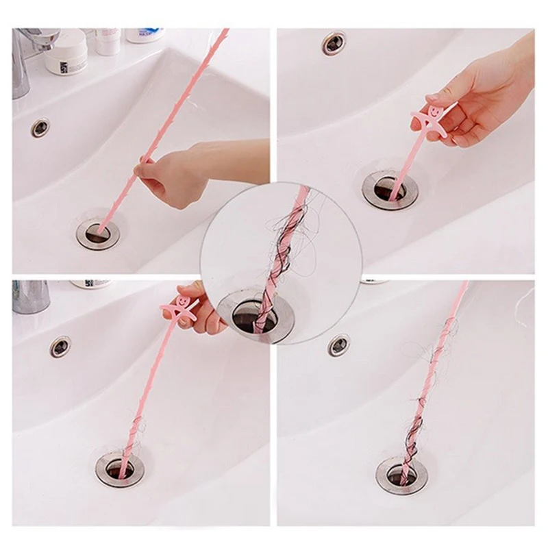 5*51cm 1PC Drain Cleaner Snake Spring Pipe Dredging Tool Dredge Unblocker Drain Clog Tool Kitchen Sink Sewer Cleaning Hook Water images - 6