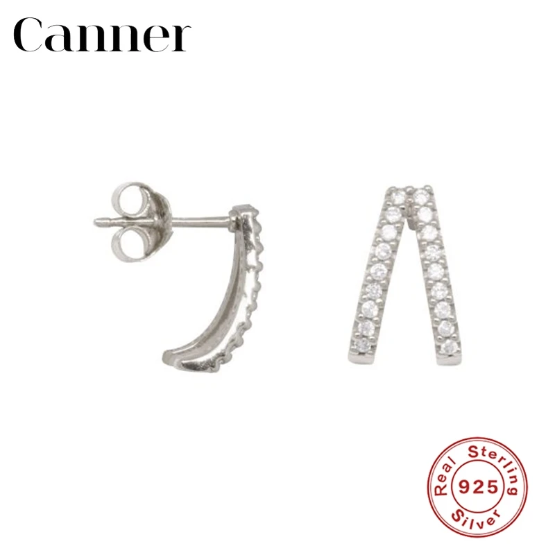 

Canner 925 Sterling Silver Stud Earrings Bling Charm CZ Earrings Piercing For Women Fine Jewelry Oorbellen Brincos Aretes W5