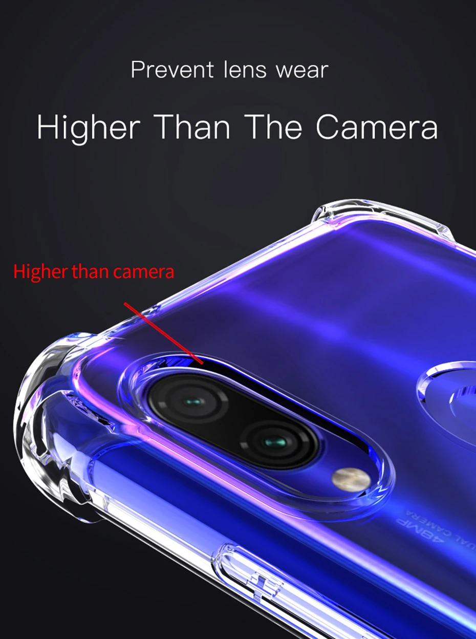 Прозрачный защитный сверхпрочный ТПУ бампер чехол для телефона Xiaomi Redmi Note 8 7 6 5 Pro