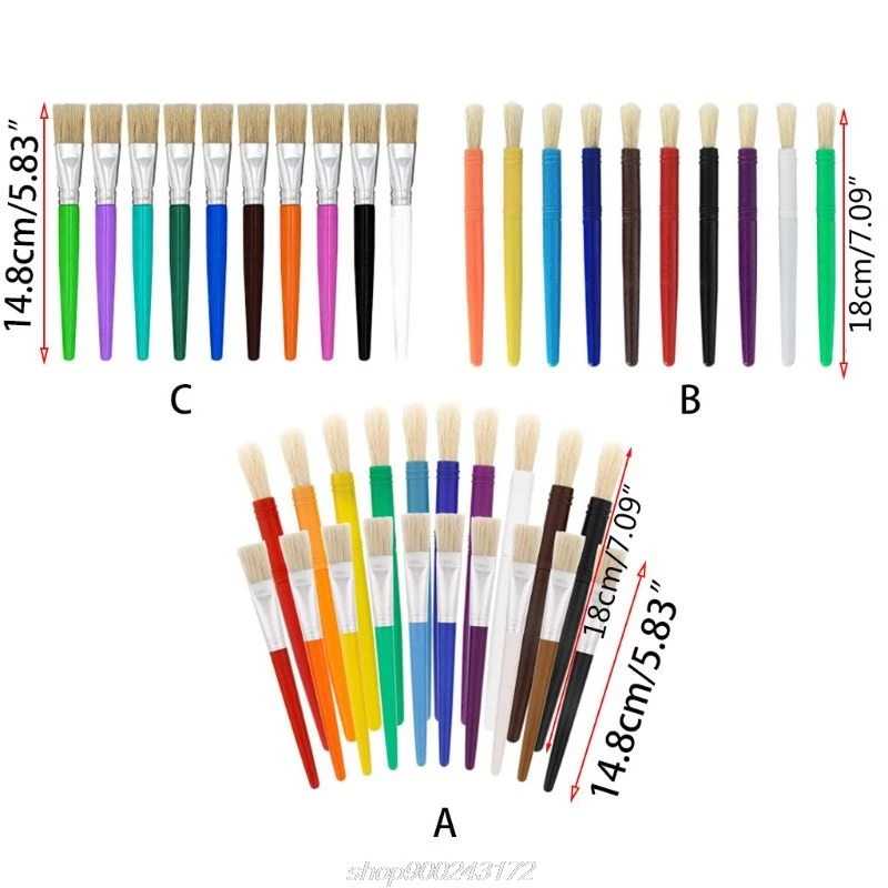 

10/20pcs Paint Brush for Children Oil Watercolor Painting Plastic Handle Bristle Brushes Gouache Drawing Art F09 21 Dropship