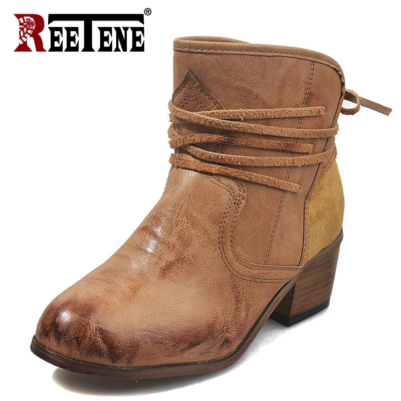 Reetene/Модная зимняя обувь женская теплая из микрофибры женские ботинки удобные