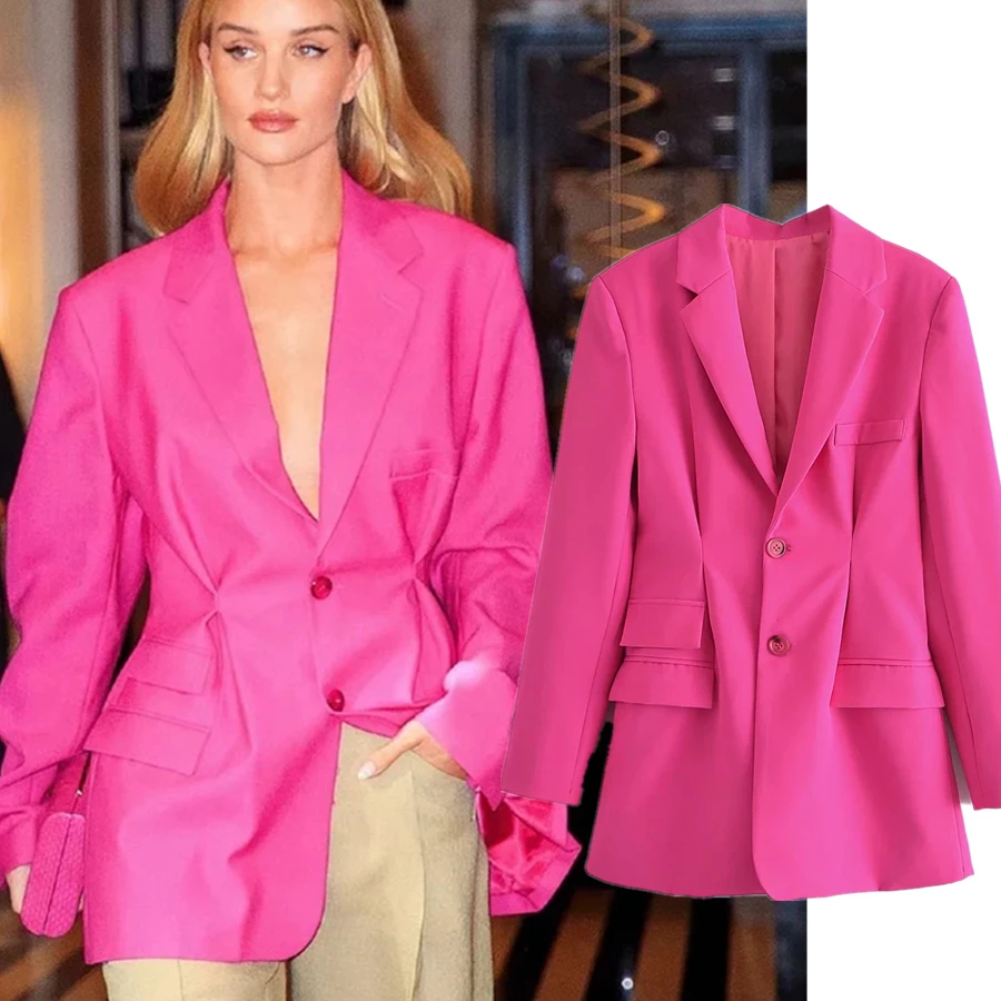 

Withered Ins Fashion Blogger Vintage Pleating Collect Waist Casual Blazer Women Blazer Mujer 2021 Women Blazers And Jackets Tops
