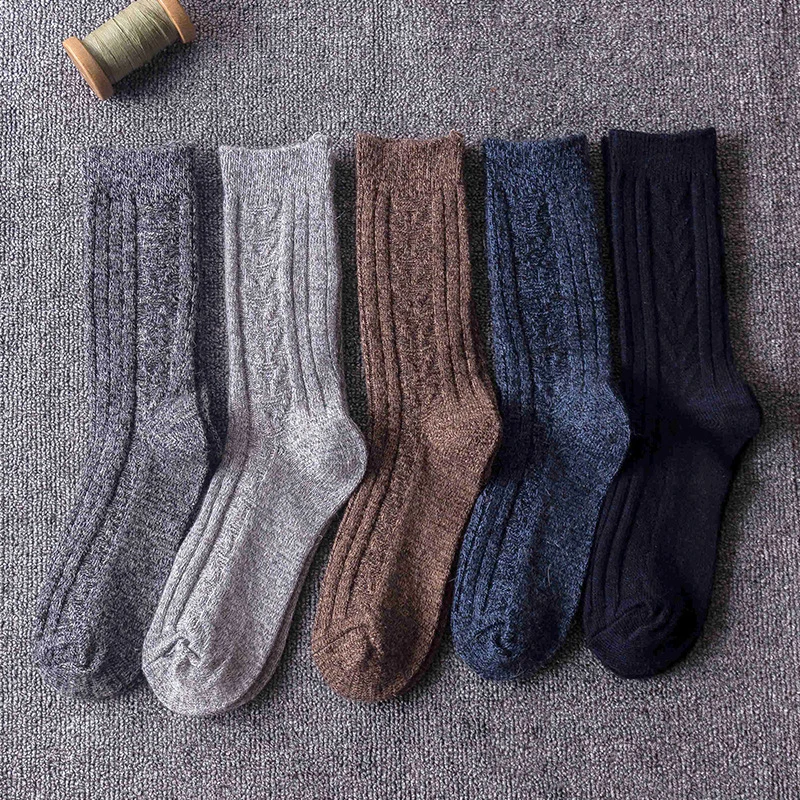 1 пара Для мужчин толстый шерстяной носки без пятки в стиле ретро Национальный