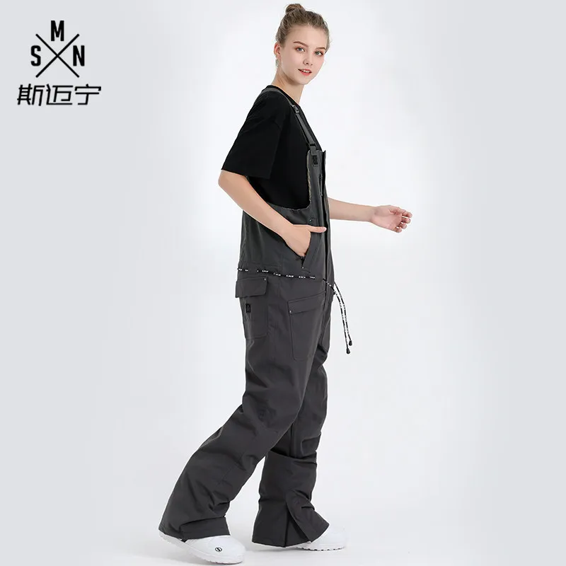 SMN Brand Women Men Bib Pant Skiing Snowboard Trouser Windproof Waterproof Outdoor Sport Wear Winter Female Anti-Cold | Спорт и