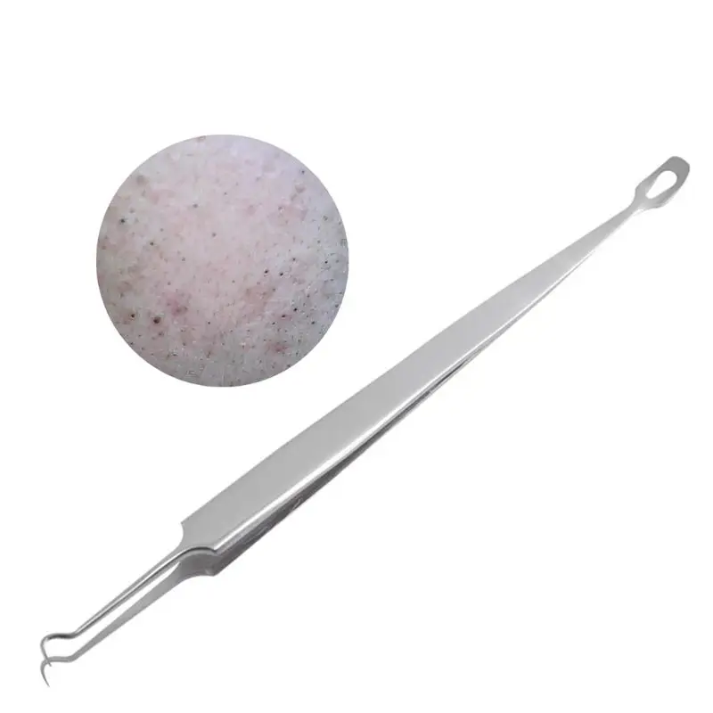 

Stainless Steel Double-End Curved Blackhead Remover Tweezers Needle Acne Pimple Comedone Blemish Extractor Cleaner Tool