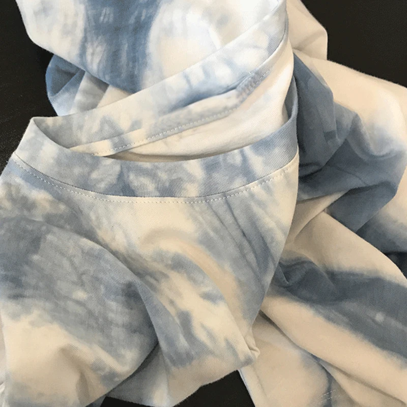 

OUMENGKA Tie Dye Print Shirts Woman Summer Short Sleeve Oversize Harajuku Casual Loose T-Shirt High Street Tee Ins Tops