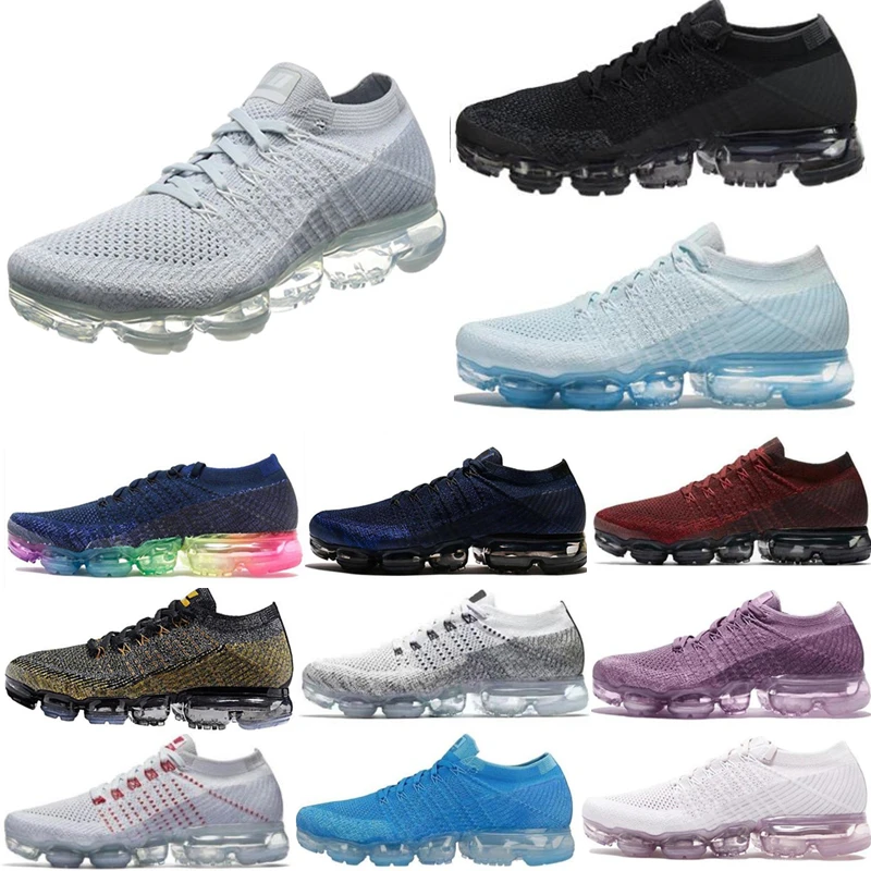 

2021 Fly Men Women knit 1.0 Trainers Running shoes Triple All Black Sports Sneakers White knit cushion Trainers Chaussures