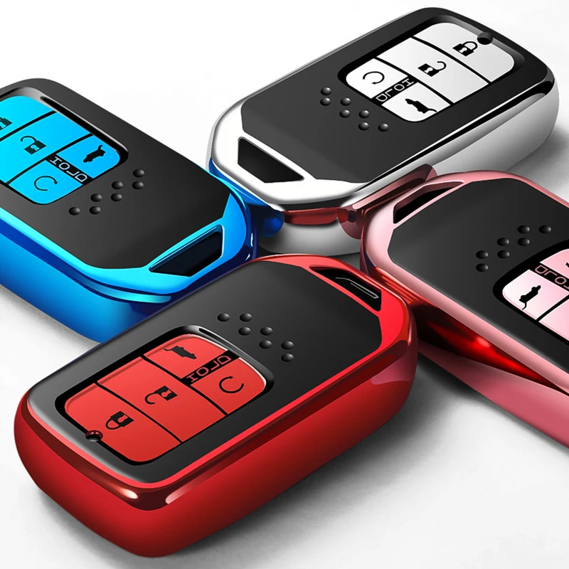 

1PCS High Quality Chrome TPU Car Key Case Cover Bag fit for Honda All Models Key Shell Protector Key Chains Auto Accessories