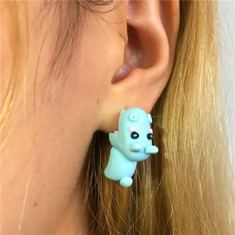 

New Polymer Clay Animal Earrings Blue Lovely Hippo Earrings Soft Pottery Earrings Women Jewelry Christmas Gift