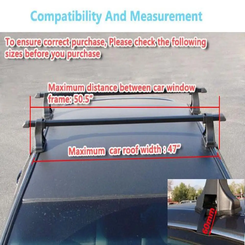 48 inch Car Roof Rack Cross Bars 48&quot roof Crossbar Luggage Carrier Rail 35KG/75LBS For 4-door car/truck/SUV | Автомобили и