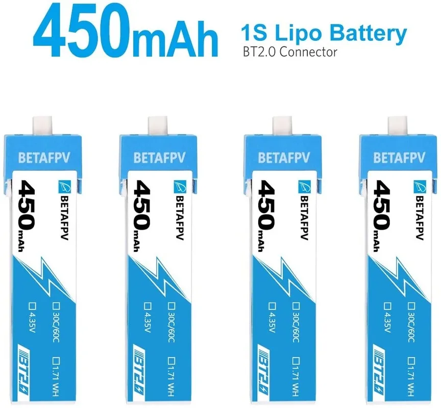 BETAFPV BT2.0 450 мАч 1S батарея 4 35 в 30C/60C FPV Lipo с разъемом для Tiny Whoop бесщеточный