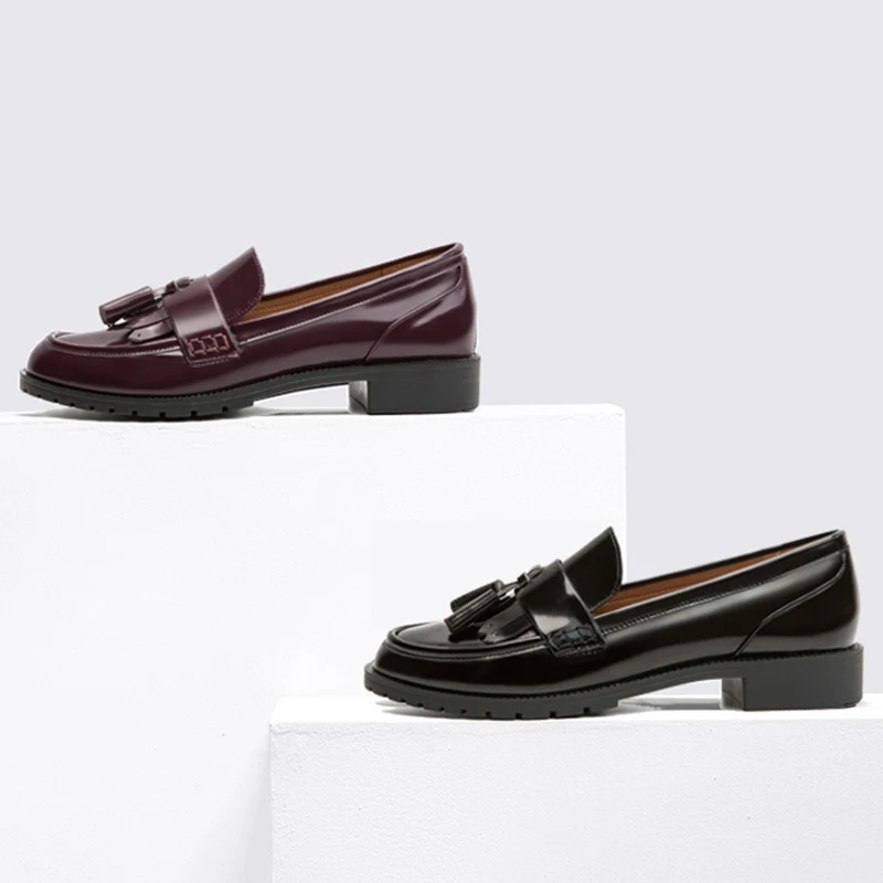 Туфли оксфорды женские с бахромой натуральная кожа плоская подошва толстый