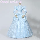 Женское модное платье принцессы, костюм на Хэллоуин, косплей, день рождения, Голубое Бальное Платье, Платье, куртка, юбка, шнуровка, с подъюбником