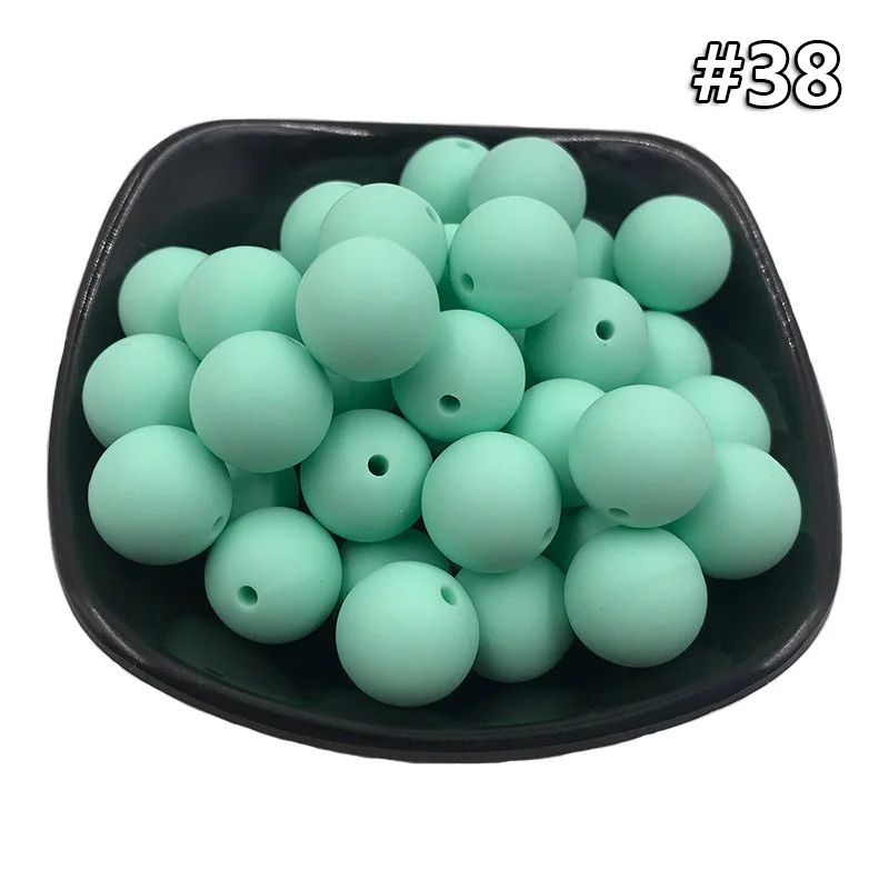 5PCS Beads 38 5 шт. Детские Силиконовые Прорезыватели 19 мм Пищевой бисер без БФА, силиконовый Прорезыватель для зубов DIY ювелирные изделия ожерелье аксессуары для кормления игрушки - Цвет: 5PCS Beads 38