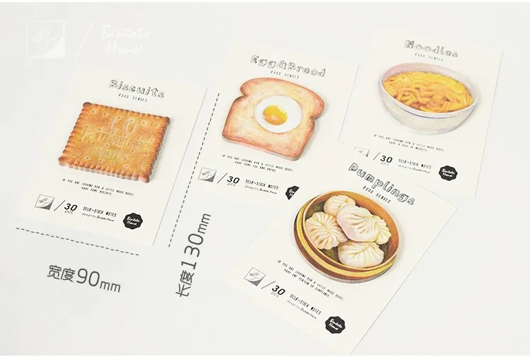 cute foods shape memo sticker pad toast Chinese bun biscuit noodles design interesting stationery stickers
