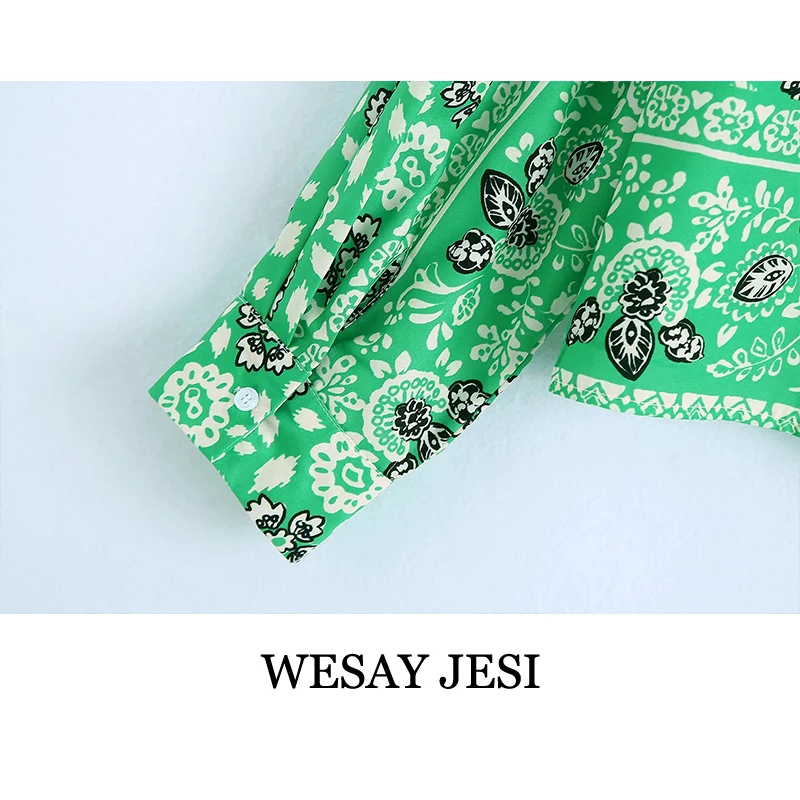 

WESAY JESI 2021 Women's Clothes Retro Floral Print Casual Loose Kimono Shirt Women Business Tops High Waist Elastic Waist Pants