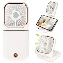 Mini Neck Fans USB Rechargeable Handheld Adjustable Desktop Fan Power Bank Phone Holder Eyelashes Nail Polish Dryer Cooling