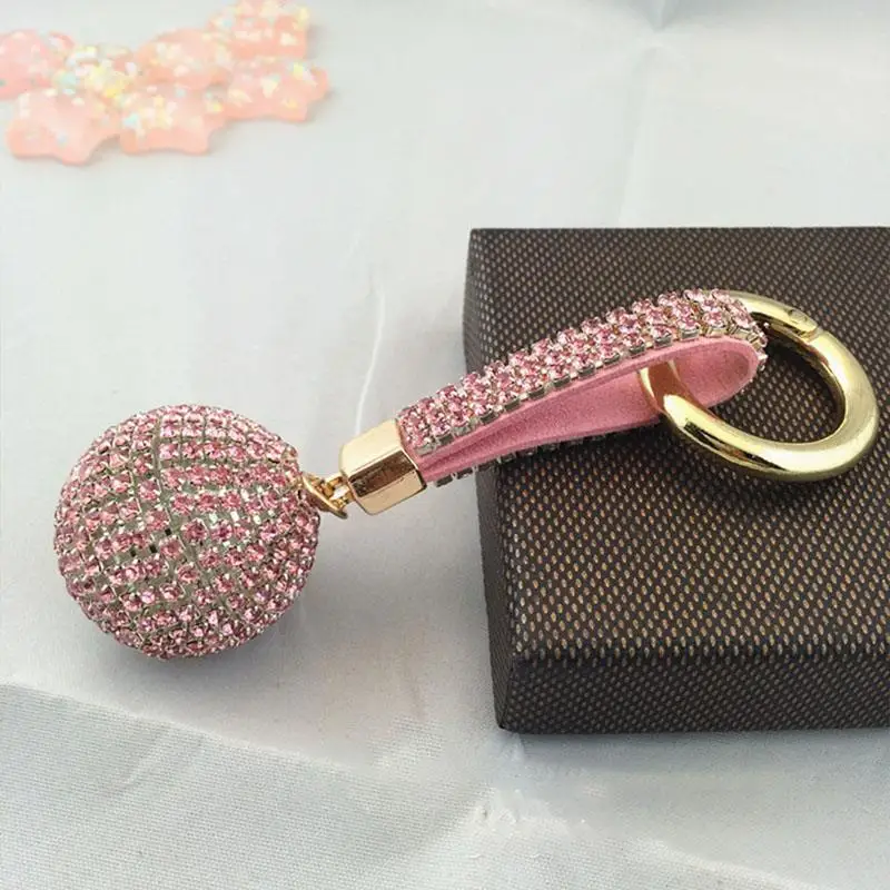 

1PC 12 Colors Crystal Ball Alloy PU Leather Strass Rhinestone Car Bag Zircon Key Chain High Quality Hot Sale Graceful Exquesite